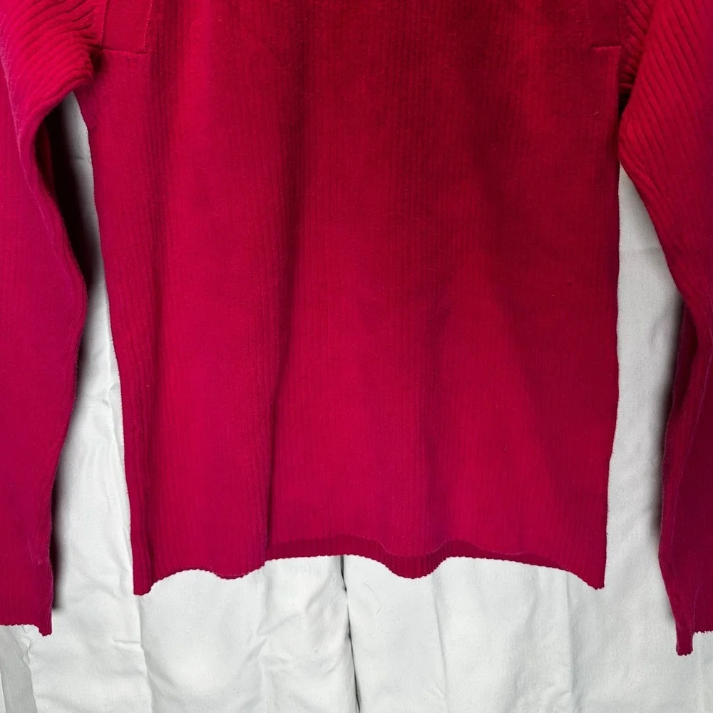 Chaps Pink Ribbed Crew‎ Neck Long Sleeve Sweater with Button Detail Size Medium